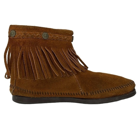Minnetonka Moccasins Women's 8 Brown Suede Leather Moccasins Ankle Boots Shoes - Picture 6 of 15